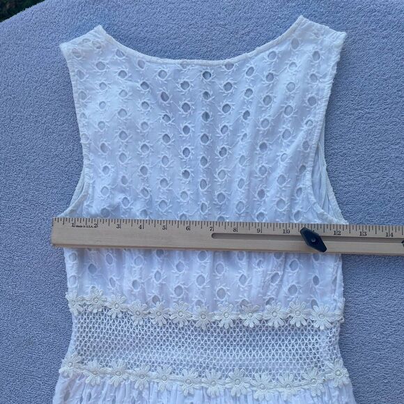 Anthropologie Leifnotes Eyelet Boho Maxi Dress Women's Size 2 White Cotton - Picture 8 of 13